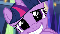 Size: 1280x720 | Tagged: safe, imported from derpibooru, screencap, twilight sparkle, alicorn, pony, made in manehattan, season 5, cute, female, looking at you, mare, smiling, solo, starry eyes, twiabetes, twilight sparkle (alicorn), wingding eyes