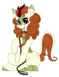 Size: 2360x3080 | Tagged: safe, artist:brainiac, imported from derpibooru, autumn blaze, kirin, awwtumn blaze, bell, bell collar, cloven hooves, collar, cute, female, happy, leash, mare, open mouth, open smile, pet play, pregnant, simple background, smiling, solo, transparent background