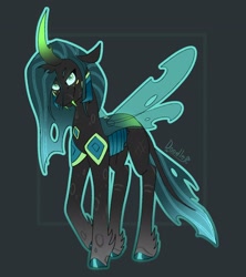 Size: 2088x2352 | Tagged: safe, artist:zzoodle_, imported from derpibooru, queen chrysalis, changeling, pony, canterlot wedding 10th anniversary, horn, tail