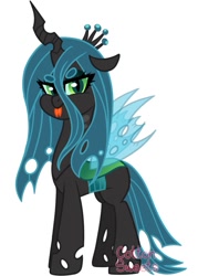 Size: 711x995 | Tagged: safe, artist:cottonsweets, imported from derpibooru, queen chrysalis, changeling, pony, canterlot wedding 10th anniversary, crown, horn, jewelry, looking at you, regalia, simple background, solo, white background