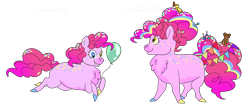 Size: 1280x544 | Tagged: safe, artist:itsvoids, imported from derpibooru, pinkie pie, earth pony, pony, alternate design, balloon, chest fluff, female, heterochromia, hooves, mare, missing cutie mark, multicolored hooves, older, older pinkie pie, running, simple background, solo, transparent background