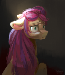 Size: 980x1135 | Tagged: safe, artist:teaflower300, imported from derpibooru, sunny starscout, earth pony, pony, crying, floppy ears, g5, sad, solo