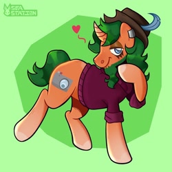 Size: 1440x1440 | Tagged: safe, artist:seasemissary, imported from derpibooru, oc, pony, unicorn, clothes, hat, male, solo, stallion, sweater