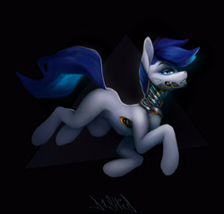 Size: 2932x2803 | Tagged: safe, artist:dashid, imported from derpibooru, oc, oc only, pony, augmented, black background, cyberpunk, full body, high res, simple background, solo