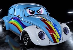 Size: 930x638 | Tagged: safe, artist:bubbabrick, imported from derpibooru, rainbow dash, 3d, car, carified, cars (pixar), game screencap, inanimate tf, need for speed, need for speed heat, transformation, volkswagen, volkswagen beetle