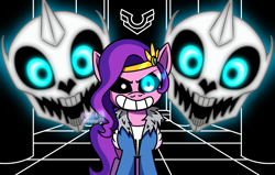 Size: 2200x1400 | Tagged: safe, artist:knackmaster77, imported from derpibooru, pipp petals, pegasus, pony, g5, gaster blaster, my little pony: a new generation, sans (undertale), smiling, solo, undertale