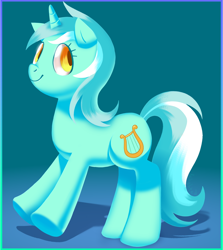 Size: 1284x1439 | Tagged: safe, artist:relighted, imported from derpibooru, lyra heartstrings, pony, unicorn, abstract background, cute, digital art, fanart, female, full body, lineless, mare