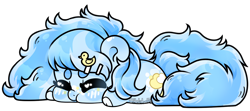 Size: 1294x574 | Tagged: safe, artist:helithusvy, imported from derpibooru, oc, oc only, oc:dozy down, earth pony, pony, base used, beanbrows, chibi, commission, eyebrows, hairclip, lying down, prone, puffy cheeks, simple background, solo, sploot, transparent background