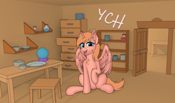 Size: 3667x2160 | Tagged: safe, artist:fess, imported from derpibooru, alicorn, pony, commission, ear fluff, female, high res, horn, mare, open mouth, sitting, smiling, solo, spread wings, tail, wings, ych example, ych sketch, your character here