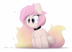 Size: 2917x2100 | Tagged: safe, artist:mochi_nation, imported from derpibooru, oc, oc only, pegasus, pony, choker, female, flower petals, gradient mane, heterochromia, mare, simple background, white background