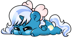 Size: 1054x551 | Tagged: safe, artist:helithusvy, imported from derpibooru, oc, oc only, oc:fleurbelle, alicorn, pony, alicorn oc, base used, beanbrows, chibi, commission, eyebrows, hairclip, horn, lying down, prone, puffy cheeks, simple background, solo, sploot, transparent background, wings