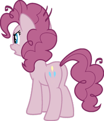 Size: 830x962 | Tagged: safe, artist:foxyfell1337, imported from derpibooru, mean pinkie pie, earth pony, pony, the mean 6, butt, clone, female, full body, hooves, mare, open mouth, plot, show accurate, simple background, solo, standing, tail, transparent background