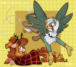 Size: 2500x2200 | Tagged: safe, artist:3ggmilky, imported from derpibooru, oc, oc only, griffon, pony, griffon oc