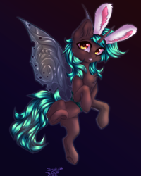 Size: 2000x2500 | Tagged: safe, artist:jsunlight, imported from derpibooru, oc, oc:04, changeling, pony, bunny ears, solo