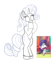 Size: 673x827 | Tagged: safe, imported from derpibooru, rarity, pony, semi-anthro, unicorn, my little pony: pony life, emotions, my little pony, reference, sketch, solo