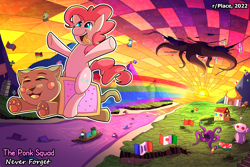 Size: 3000x2000 | Tagged: safe, artist:littletigressda, imported from derpibooru, pinkie pie, earth pony, pony, amogus, among us, april fools, meme, nyan cat, r/place, reddit, solo