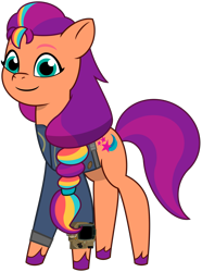 Size: 3765x5049 | Tagged: safe, artist:ponygamer2020, imported from derpibooru, sunny starscout, earth pony, pony, fallout equestria, absurd resolution, clothes, cute, fallout, female, g5, hooves, jumpsuit, looking at you, mane stripe sunny, mare, my little pony: tell your tale, pipboy, show accurate, simple background, smiling, smiling at you, solo, standing, sunnybetes, tail, transparent background, unshorn fetlocks, vault suit, vector