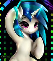 Size: 1772x2029 | Tagged: safe, artist:darksly, imported from derpibooru, dj pon-3, vinyl scratch, pony, unicorn, belly button, blushing, body pillow, body pillow design, cute, female, headphones, mare, solo, vinylbetes