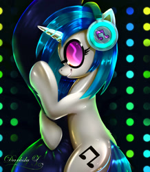 Size: 1772x2029 | Tagged: safe, artist:darksly, imported from derpibooru, dj pon-3, vinyl scratch, pony, unicorn, blushing, body pillow, body pillow design, cute, female, glasses, grin, headphones, mare, pillow, smiling, solo, vinyl's glasses, vinylbetes