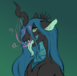 Size: 2016x2000 | Tagged: safe, artist:shadypixels, imported from derpibooru, queen chrysalis, changeling, changeling queen, bust, canterlot wedding 10th anniversary, female, simple background, transparent throat