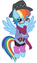 Size: 1883x3184 | Tagged: safe, artist:dentist73548, artist:tygerbug, imported from derpibooru, rainbow dash, pegasus, pony, clothes, female, glasses, hipster, mare, rainbow dork, scarf, show accurate, simple background, solo, swag, transparent background, vector