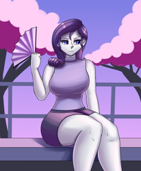 Size: 1400x1700 | Tagged: safe, artist:zachc, imported from derpibooru, rarity, human, equestria girls, clothes, female, sitting, skirt, sleeveless, sleeveless sweater, solo, sweater