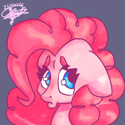 Size: 5000x5000 | Tagged: safe, alternate version, artist:mannybcadavera, imported from derpibooru, pinkie pie, earth pony, pony, cute, diapinkes, female, floppy ears, mare, pouty lips, purple background, sad, simple background, solo, textless version