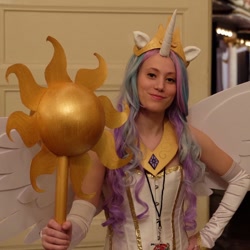 Size: 982x982 | Tagged: safe, imported from derpibooru, princess celestia, human, clothes, cosplay, costume, irl, irl human, photo, ponycon 2016, ponycon nyc, solo