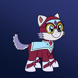 Size: 1600x1600 | Tagged: safe, artist:platinumdrop, imported from derpibooru, masked matter-horn, everest (paw patrol), gradient background, not mlp related, paw patrol, power ponies, request, simple background, solo