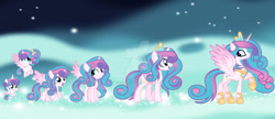 Size: 1024x442 | Tagged: safe, artist:velveagicsentryyt, imported from derpibooru, princess flurry heart, pony, age progression, female, filly, foal, older, solo