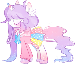 Size: 1325x1125 | Tagged: safe, artist:cafne, imported from derpibooru, oc, oc only, pony, unicorn, base used, clothes, eyelashes, eyes closed, female, hoof polish, horn, mare, simple background, skirt, smiling, solo, transparent background, unicorn oc