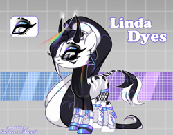 Size: 1280x1004 | Tagged: safe, artist:henori_artist, imported from derpibooru, oc, oc only, pony, base used, clothes, eyelashes, female, hoof polish, horns, makeup, mare, reference sheet, smiling