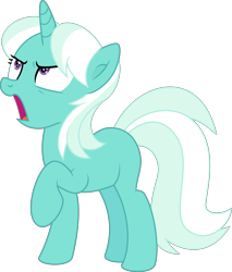 Size: 3323x3903 | Tagged: safe, artist:thatusualguy06, imported from derpibooru, cornetta, pony, unicorn, triple threat, .svg available, angry, blank flank, d:, female, frown, high res, looking up, mare, no cutie marks because im lazy, open mouth, raised hoof, simple background, solo, svg, transparent background, vector