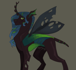 Size: 640x590 | Tagged: safe, artist:transmasctwilight, imported from derpibooru, queen chrysalis, changeling, changeling queen, canterlot wedding 10th anniversary, female, horn, redesign, simple background, spread wings, tail, wings