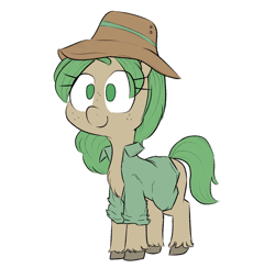 Size: 850x830 | Tagged: safe, artist:cherro, imported from derpibooru, oc, oc only, pony, clothes, cute, female, ocbetes, safari hat, shirt, simple background, solo, white background