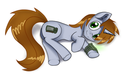 Size: 1636x1016 | Tagged: safe, artist:exploretheweb, imported from derpibooru, oc, oc only, oc:littlepip, pony, unicorn, fallout equestria, butt, female, horn, pipbuck, plot, simple background, solo, unicorn oc, white background