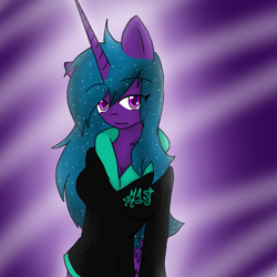 Size: 600x600 | Tagged: safe, artist:darkdreamingblossom, imported from derpibooru, oc, oc only, oc:flutternight, anthro, anthro oc, breasts, clothes, female, solo