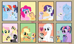 Size: 2362x1414 | Tagged: safe, artist:rukawa93, imported from derpibooru, applejack, fluttershy, pinkie pie, rainbow dash, rarity, trixie, twilight sparkle, oc, oc:chaos, oc:crystal gem, oc:fauna, oc:flora, oc:golden blaze, oc:harmony, oc:iceblue, oc:jonagold, oc:lumina, oc:omega, oc:red chief, oc:rocket, oc:sweet waffle, oc:thunderhead, oc:wildlife, alicorn, dracony, earth pony, hybrid, pegasus, pony, unicorn, colt, draconequus hybrid, female, filly, foal, interspecies offspring, male, mane six, mare, mother and child, mother and daughter, mother and son, mother's day, offspring, parent:applejack, parent:cheese sandwich, parent:discord, parent:flash sentry, parent:flim, parent:fluttershy, parent:king sombra, parent:oc:iceblue, parent:pinkie pie, parent:prince blueblood, parent:rainbow dash, parent:rarity, parent:soarin', parent:spike, parent:trixie, parent:twilight sparkle, parents:bluetrix, parents:canon x oc, parents:cheesepie, parents:flashlight, parents:flimjack, parents:soarindash, parents:sombrashy, parents:sparity, twilight sparkle (alicorn)