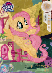 Size: 2807x3984 | Tagged: safe, imported from derpibooru, fluttershy, pony, card, female, g4, kayou, mare, merchandise, my little pony logo, official, solo, text, trading card