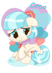 Size: 2480x3508 | Tagged: safe, artist:praisecastiel, imported from derpibooru, coco pommel, earth pony, pony, blushing, cute, female, partial background, simple background, solo, transparent background