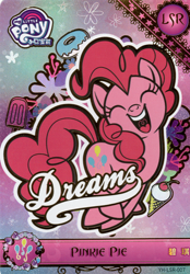 Size: 2808x4032 | Tagged: safe, imported from derpibooru, pinkie pie, earth pony, pony, card, female, g4, kayou, mare, merchandise, my little pony logo, official, solo, text, trading card