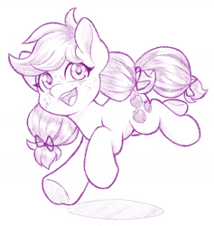 Size: 1200x1266 | Tagged: safe, artist:dstears, imported from derpibooru, applejack, earth pony, pony, cute, female, filly, filly applejack, jackabetes, monochrome, pigtails, sketch, younger