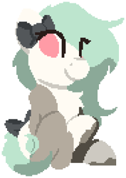 Size: 378x534 | Tagged: safe, artist:rhythmpixel, imported from derpibooru, oc, oc only, earth pony, bow, female, looking at you, mare, pixel art, simple background, sitting, solo, transparent background