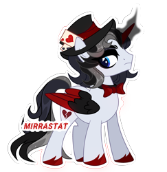 Size: 3032x3117 | Tagged: safe, artist:mirrastat, imported from derpibooru, oc, oc only, alicorn, pony, alicorn oc, base used, bowtie, card, colored wings, frown, hat, horn, makeup, male, simple background, solo, stallion, top hat, transparent background, two toned wings, unshorn fetlocks, wings