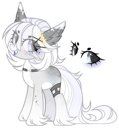 Size: 1057x1136 | Tagged: safe, artist:strangle12, imported from derpibooru, oc, oc only, pony, choker, ear fluff, eyelashes, female, hoof fluff, mare, simple background, smiling, solo, white background