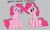 Size: 379x226 | Tagged: safe, artist:algoatall, artist:hattsy, pinkie pie, earth pony, pony, aggie.io, dilemma, female, mare, simple background, sitting, smiling