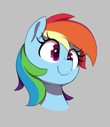 Size: 275x319 | Tagged: safe, artist:thebatfang, imported from derpibooru, rainbow dash, pony, aggie.io, female, gray background, lowres, mare, simple background, smiling
