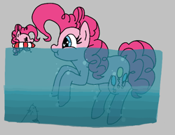 Size: 586x450 | Tagged: safe, artist:legendoflink, pinkie pie, earth pony, pony, shark, aggie.io, female, heart eyes, holding breath, mare, simple background, smiling, swimming, water, wingding eyes