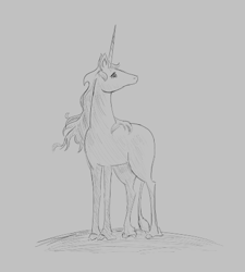 Size: 408x453 | Tagged: safe, pony, aggie.io, amalthea, female, looking away, lowres, mare, monochrome, simple background, the last unicorn
