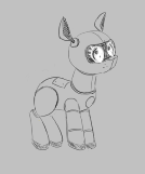 Size: 134x161 | Tagged: safe, oc, oc only, pony, robot, aggie.io, female, lowres, mare, monochrome, simple background
